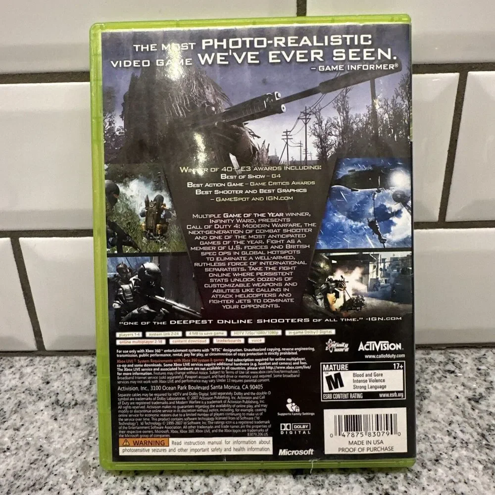 Call of Duty 4 Modern Warfare (Xbox 360) Complete Case Booklet CD Gaming Activis